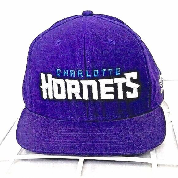 Adidas Charlotte Hornets Snapback Hat/Cap Purple Embroidered Spell Out NBA - Picture 1 of 9